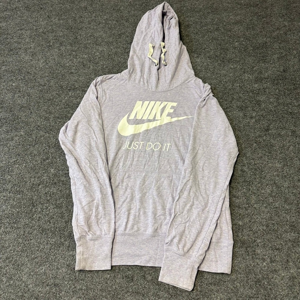 Nike Hoodie Womens Size L Purple Lightweight Pullover Just Do It Logo Athleisure